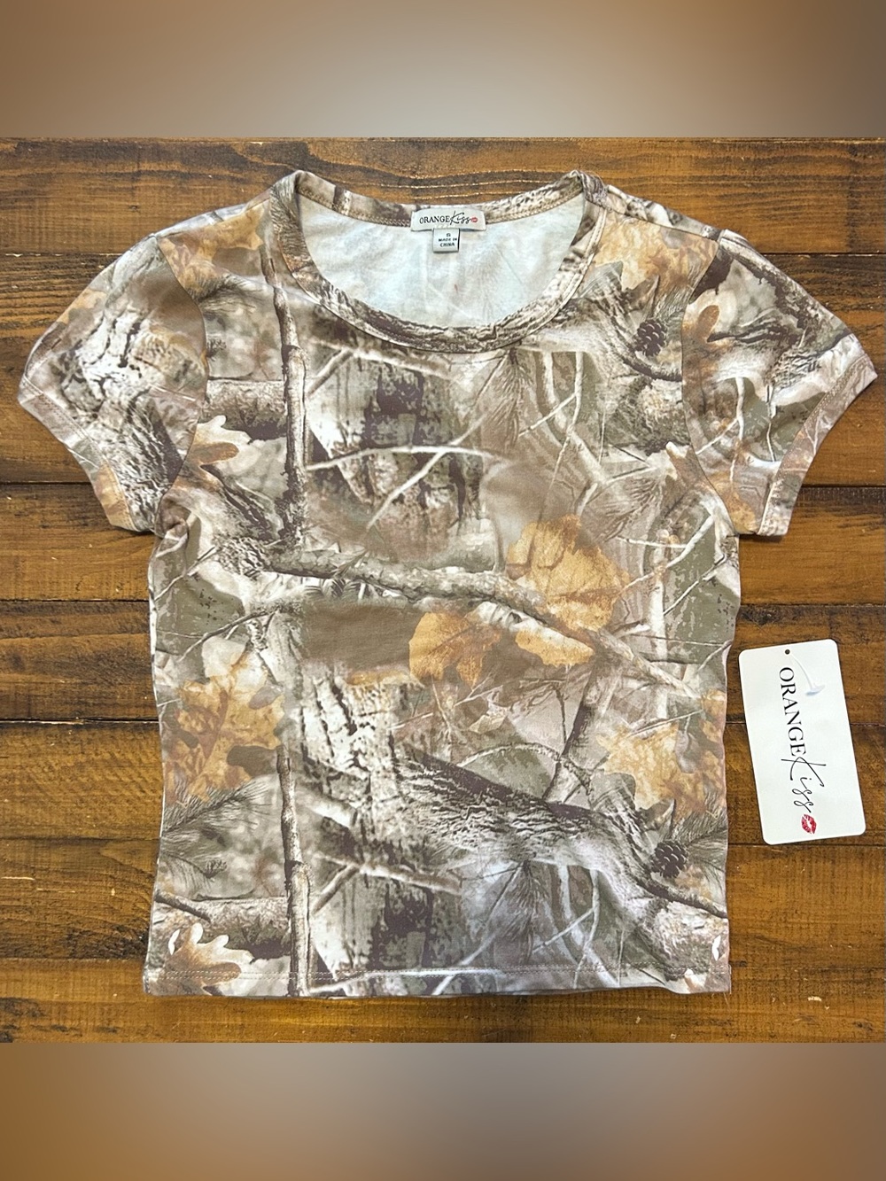 Women's Camo Short Sleeve Tee - Brown/Green